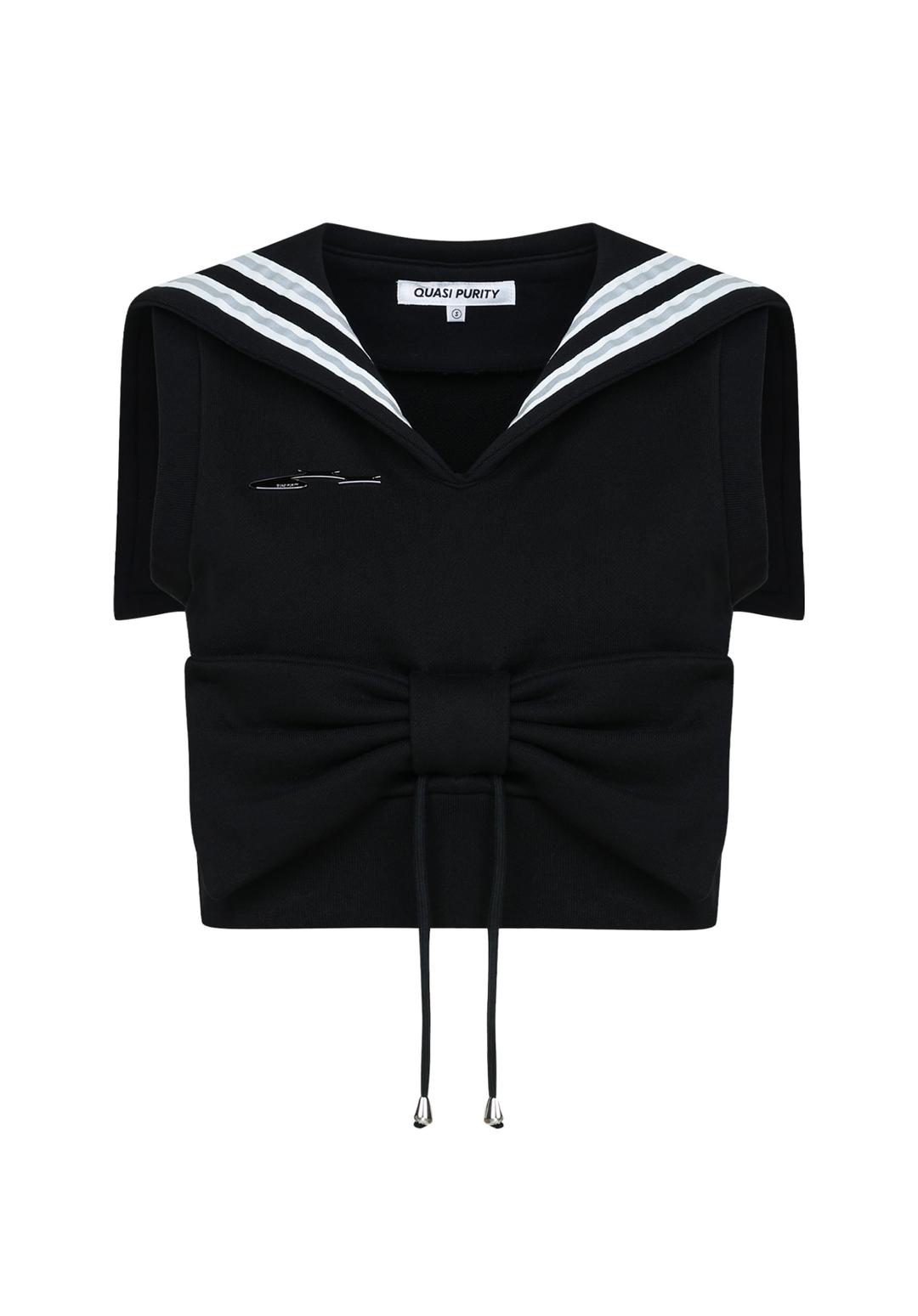 RIBBON SAILOR VEST (BLACK)