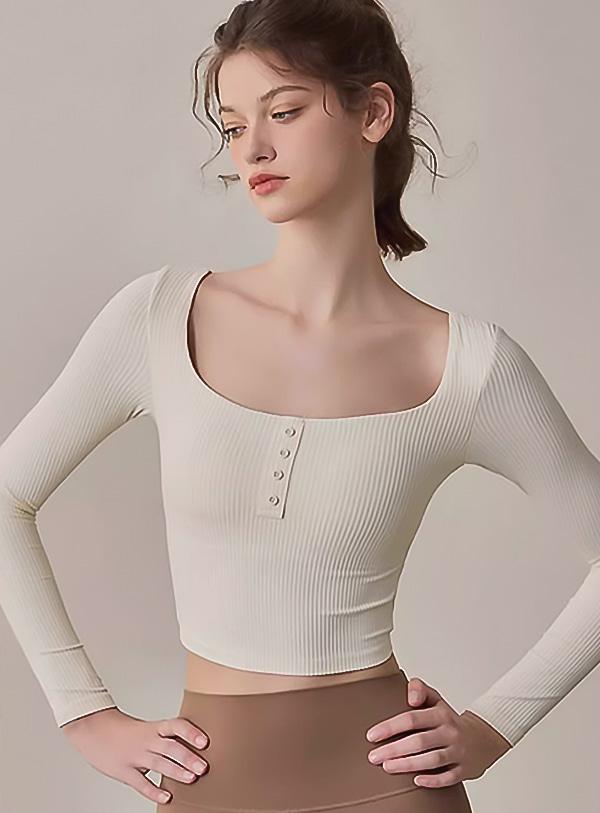 모모 버튼 롱슬리브 탑 (2colors)