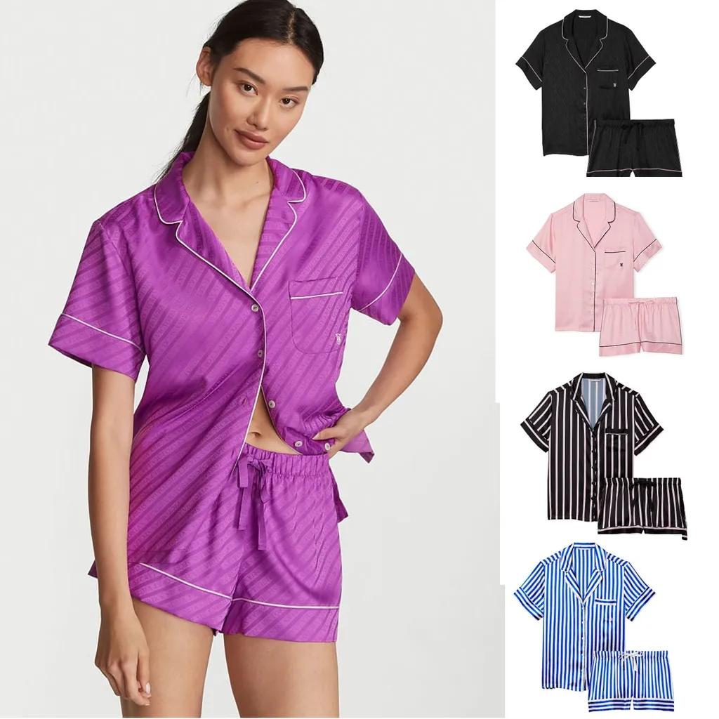 [23 썸머 파자마]  빅토리아 시크릿 빅시 사틴 반팔 반바지 잠옷 속옷 파자마세트  Satin Short Pajama Set