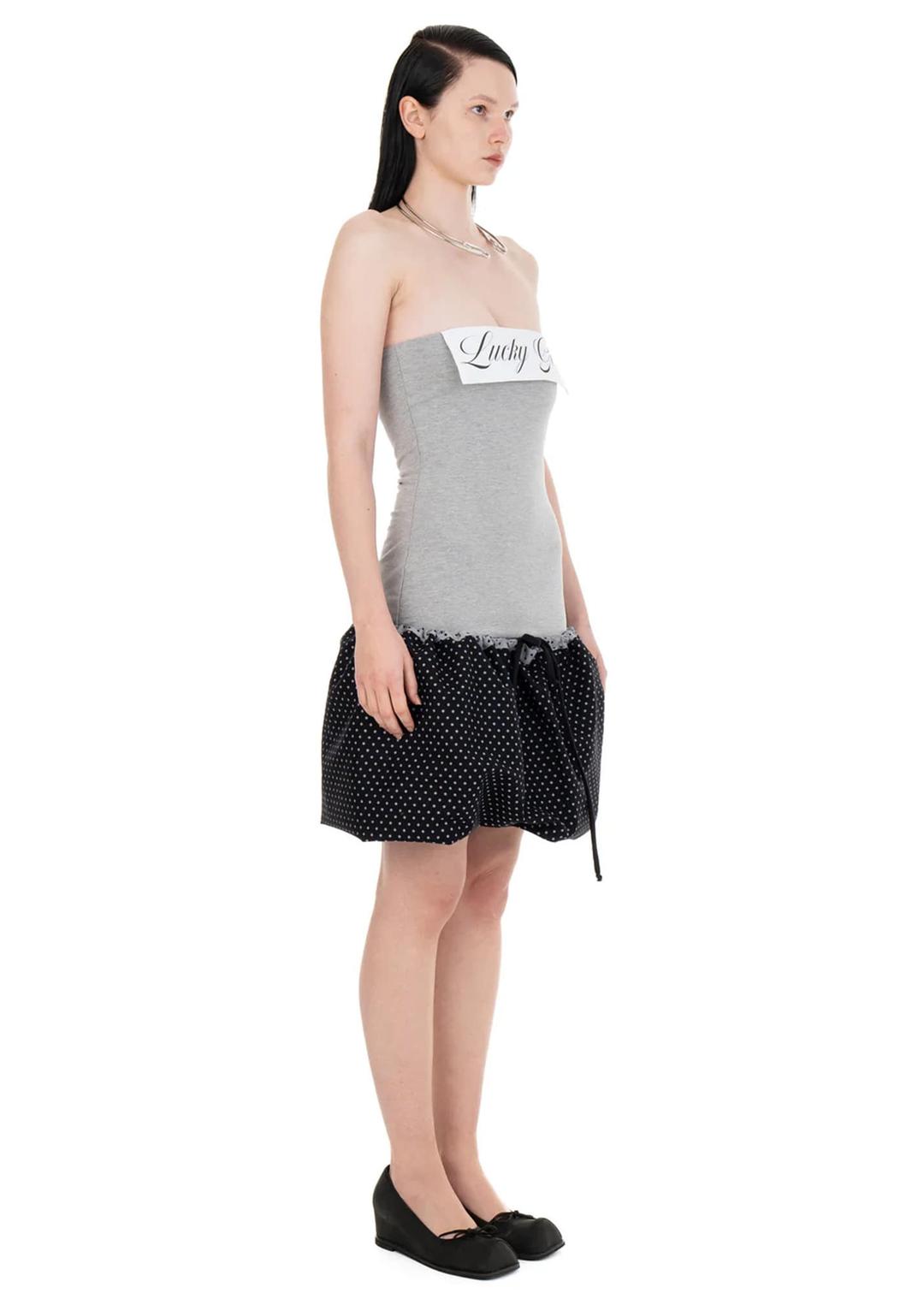 울테 캣 LUCKY GIRL TUBE DRESS GREY/BLACK (GREY)