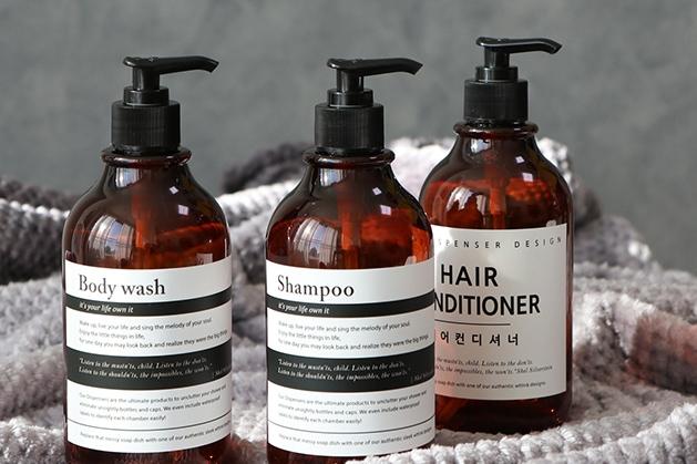 브라운 호텔 감성 디스펜서 샴푸통 (블랙앤화이트)