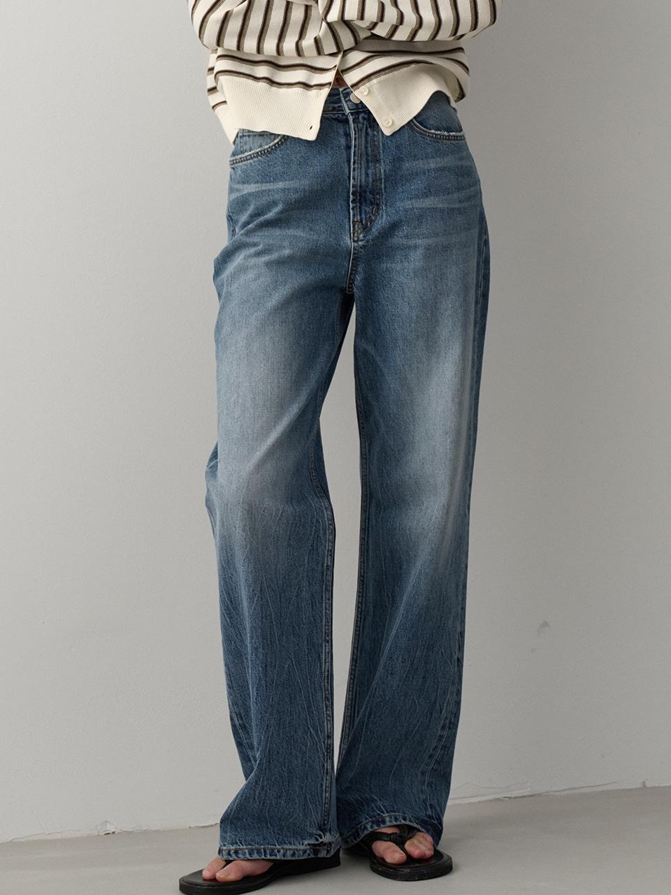 [일부옵션 2차 4/14예약배송] 하이웨이스트 스트레이트 데님_washed indigo