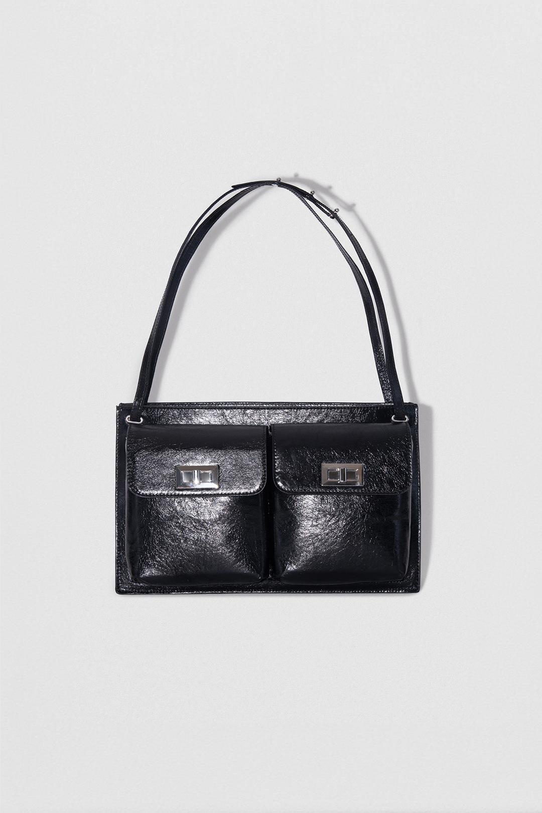 BILLY TOTE CREASED LEATHER BLACK / B1BWSM096WSBBK0LL0