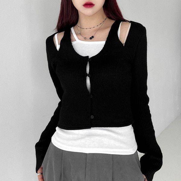 [세트]레이어드 샌느 나시&크롭가디건