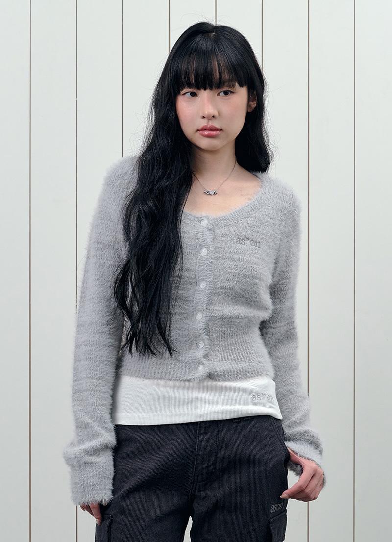NIA HAIRY CARDIGAN / GRAY