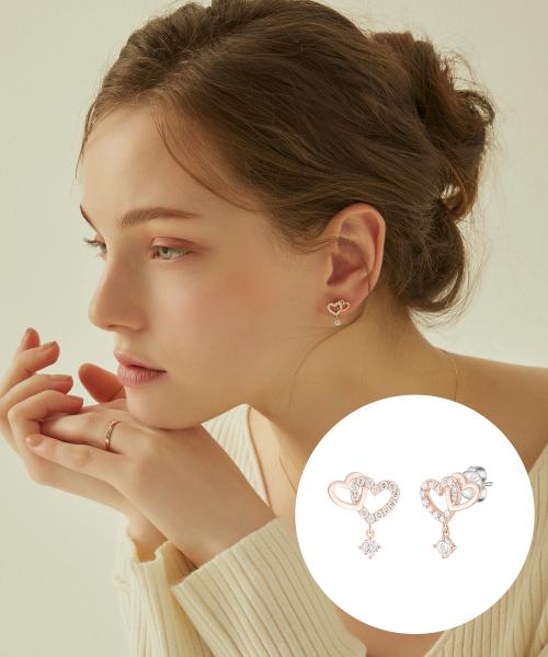 제이에스티나(JESTINA)  DOUBLE HEART 귀걸이 (JJLJEQ1BS308SR000) - 후기 | 무신사