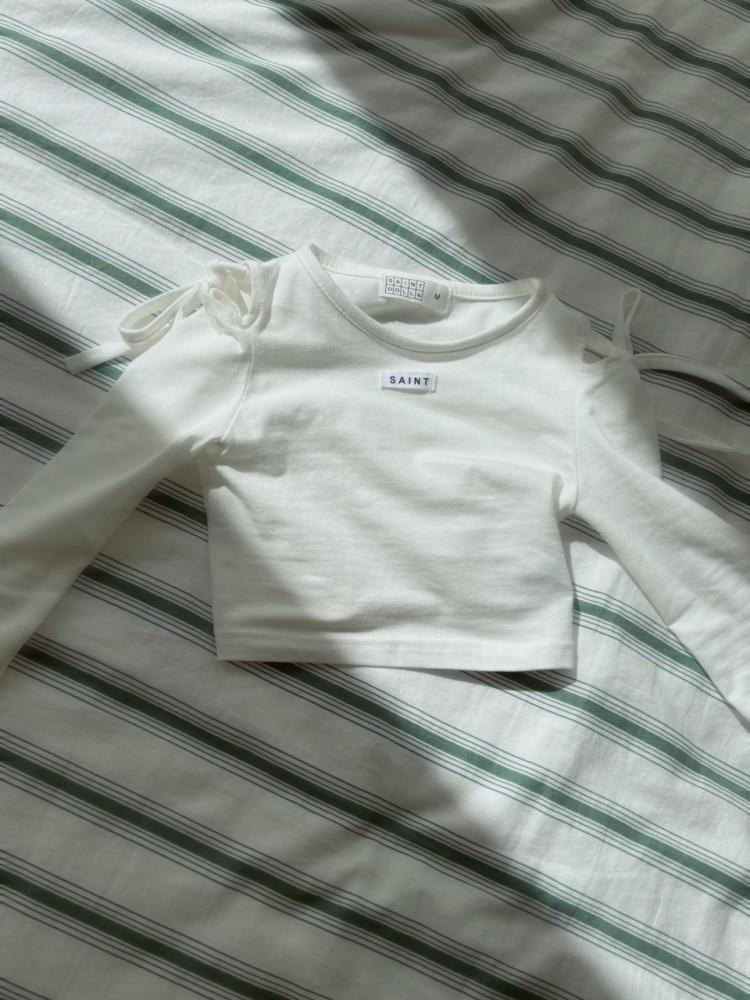 어깨트임 리본 T