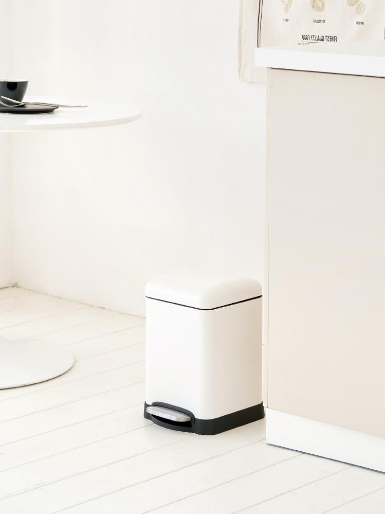 밀리 무소음 페달 휴지통 정사각 6L (5color)