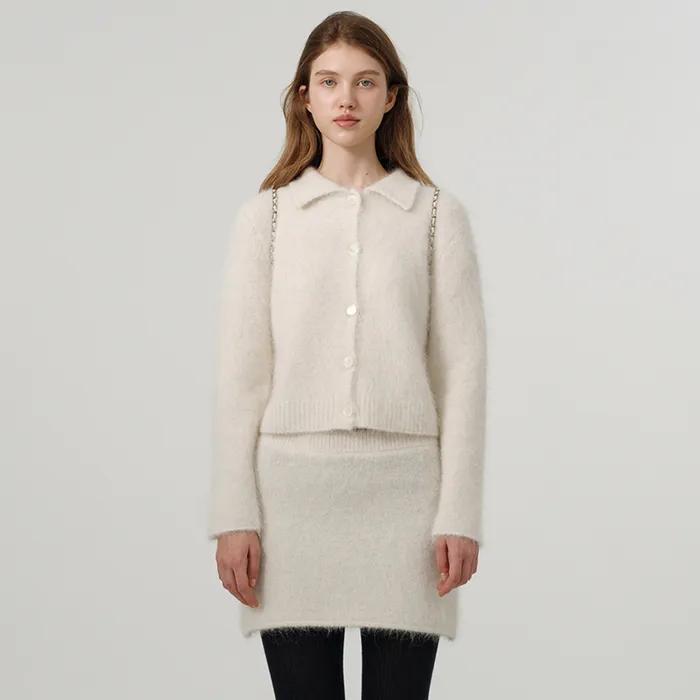 Susie Alpaca Polo-Collar Knit Cardigan_Ivory