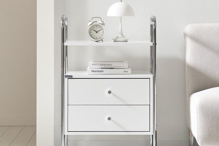 렌시 스틸 3단 협탁 2type 국내제작 미드센츄리 콘솔 쇠테리어 침대 옆 미니 서랍장