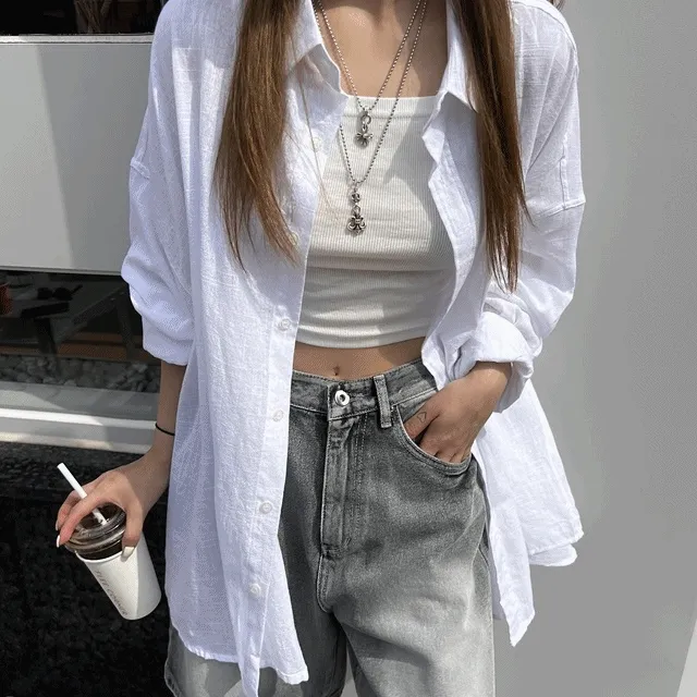 (UNISEX) GT 린넨 오버핏 셔츠 / 남녀공용 y2k 유니크 빈티지 스트릿 여름 남방 오버핏셔츠 오버핏남방 린넨셔츠 커플셔츠 커플남방 여름긴팔 여름셔츠 여름남방 살안타템