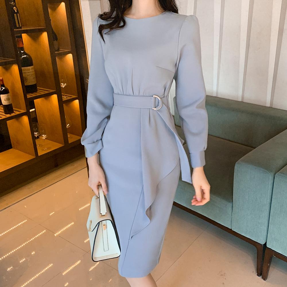 메리 프릴 벨트 원피스