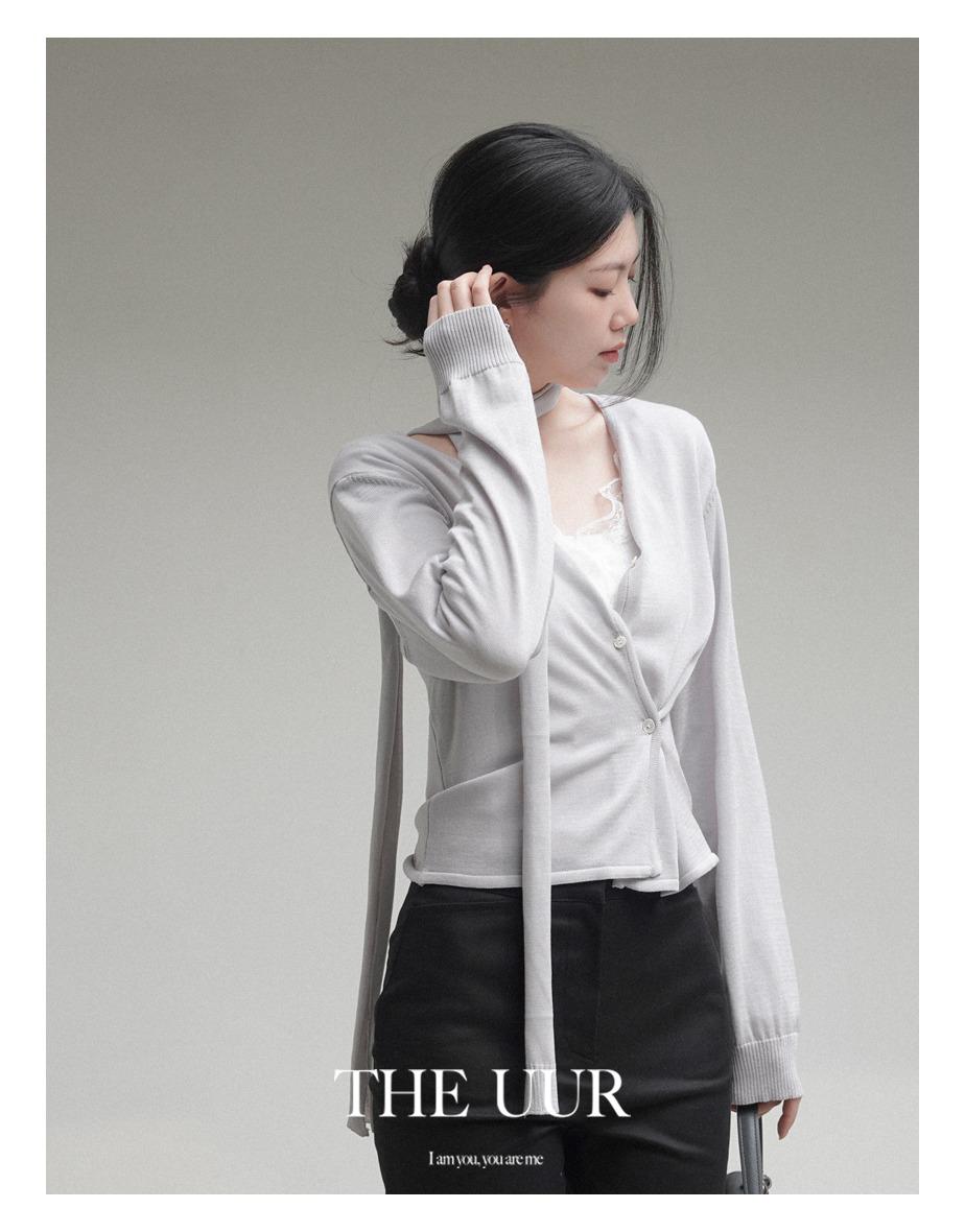 [strap_set] uur mulberry silk blend cardigan [silvery-blue]