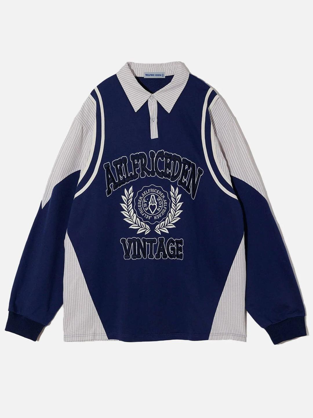 City of Love Campus Retro Polo Sweatshirt - Blue / S