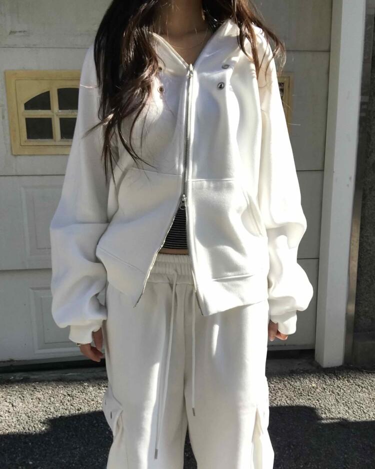 튜프티 eyelet fleece hoodie set-up (white) *입고지연