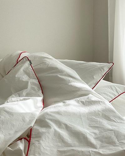 라인 포인트 침구 (크림화이트-레드)