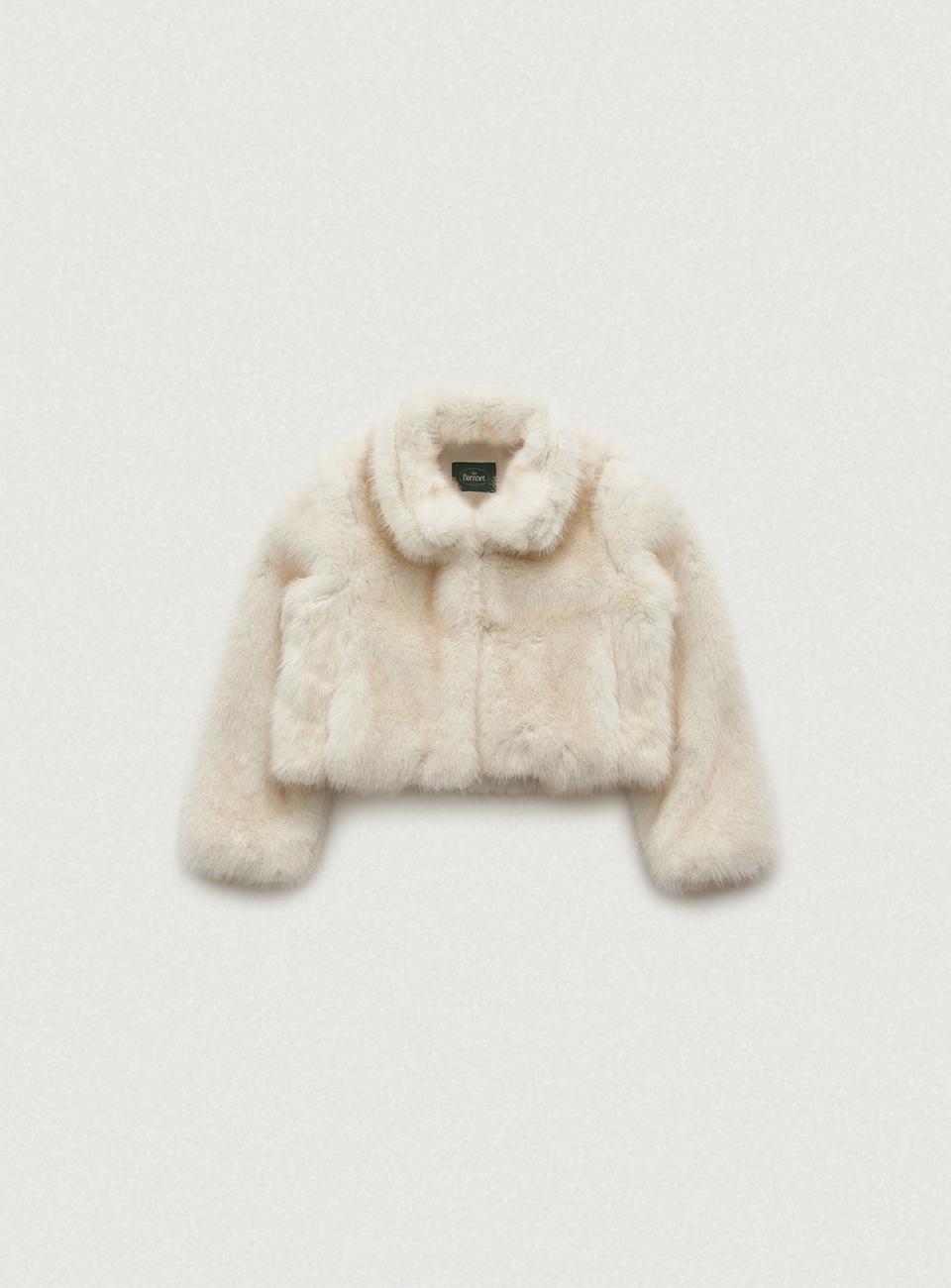Ivory Patine Cropped Eco-Fur Jacket [12월 중순 순차 배송]