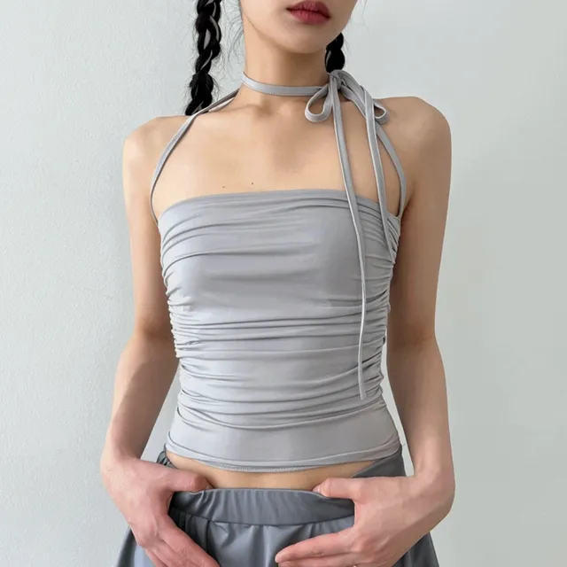 당일발송[MADE]저지 셔링 스트랩 튜브탑