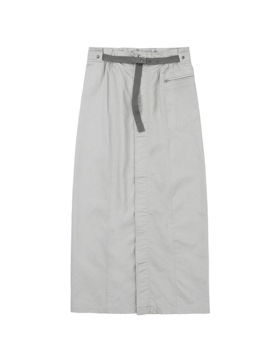 Belted Long Skirt Grey