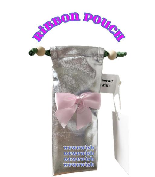 리본 파우치 실버 리본 필통 멀티 파우치