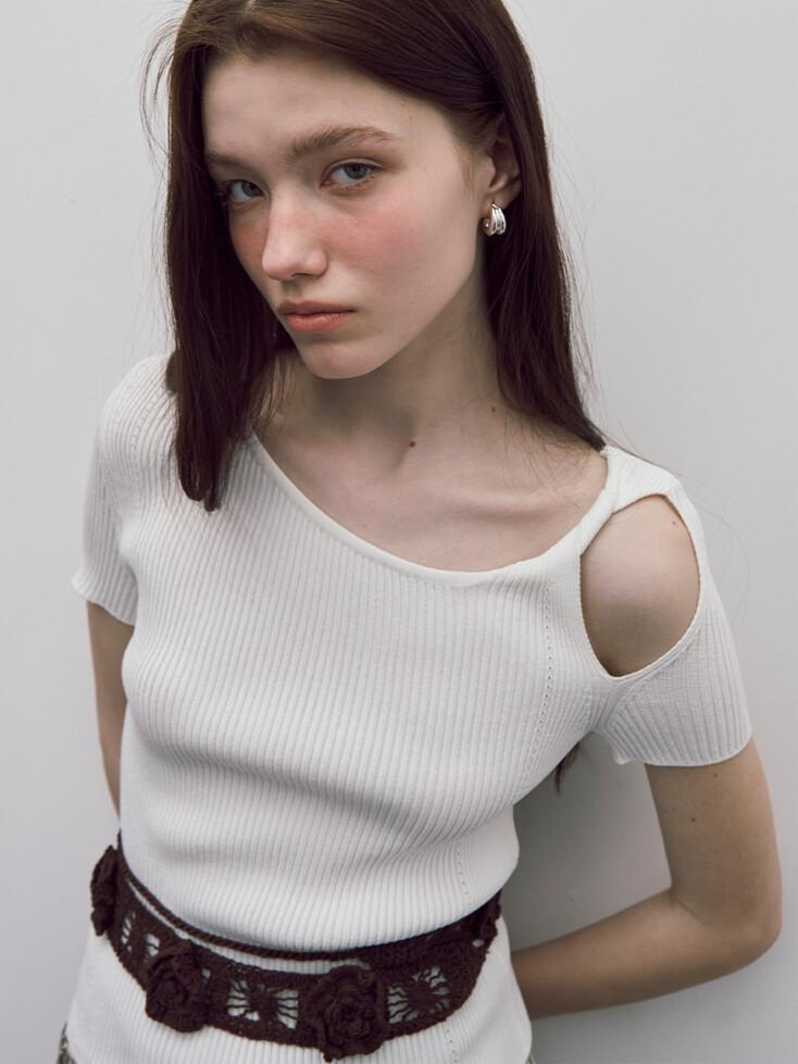 Unbalanced Off Shoulder Knit VK5MP191_2color