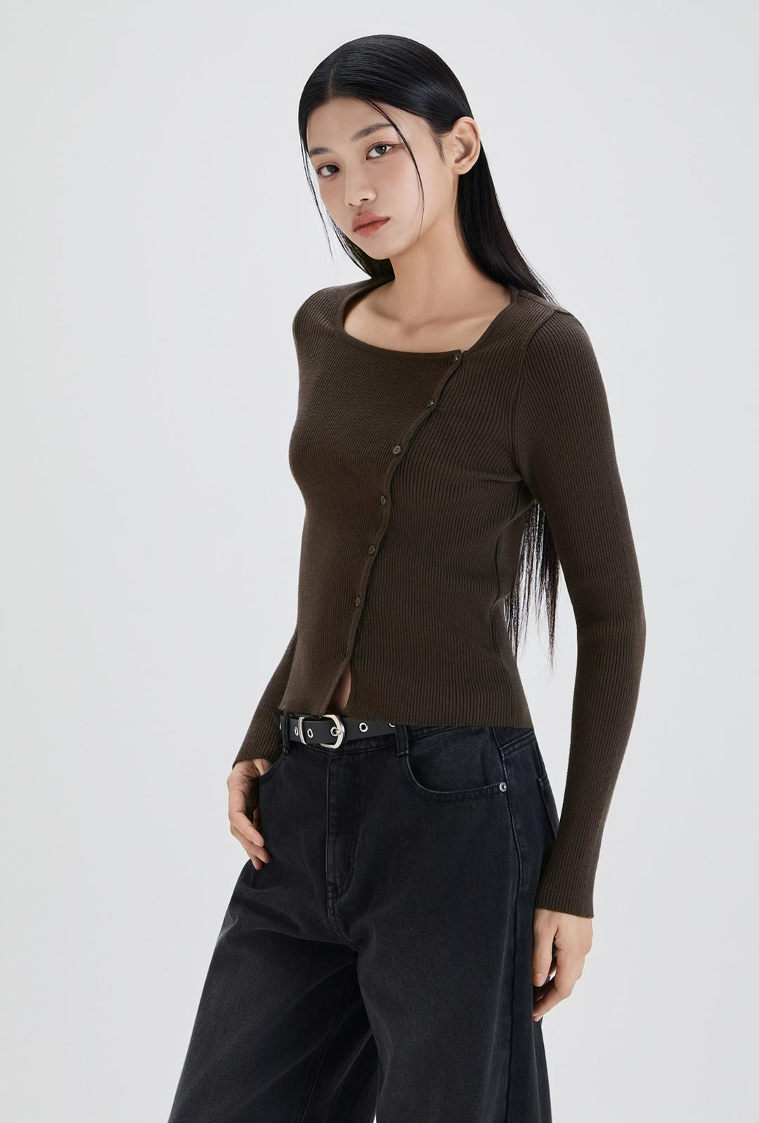 스퀘어넥 골지 가디건_MIWCKF979T