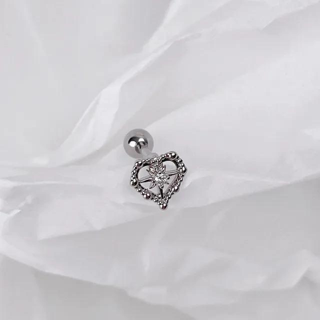 라인 하트 샤인 큐빅 피어싱