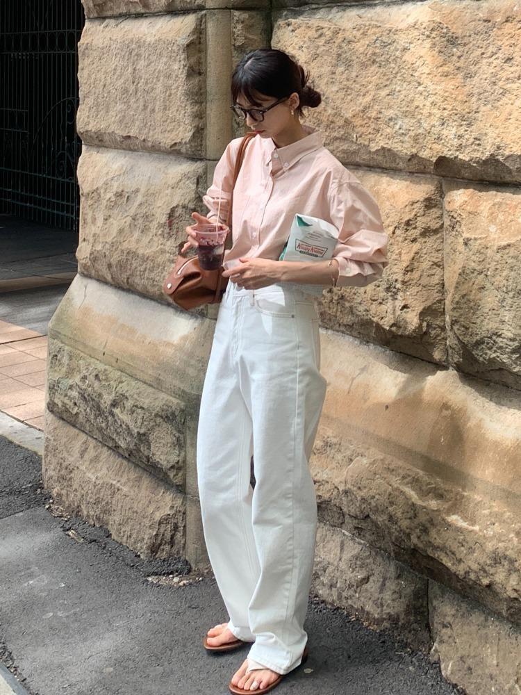 White straight jeans(white)