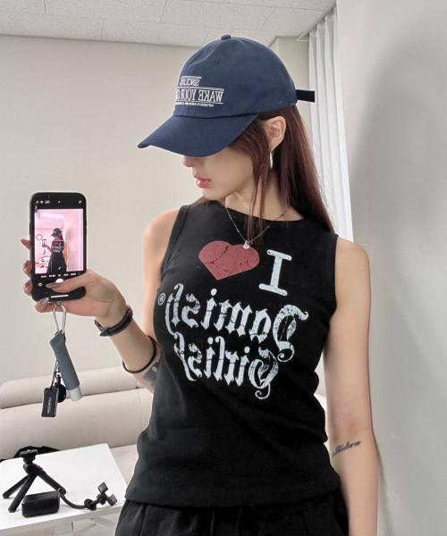 걸리쉬 크랙 하트 탱크탑_블랙