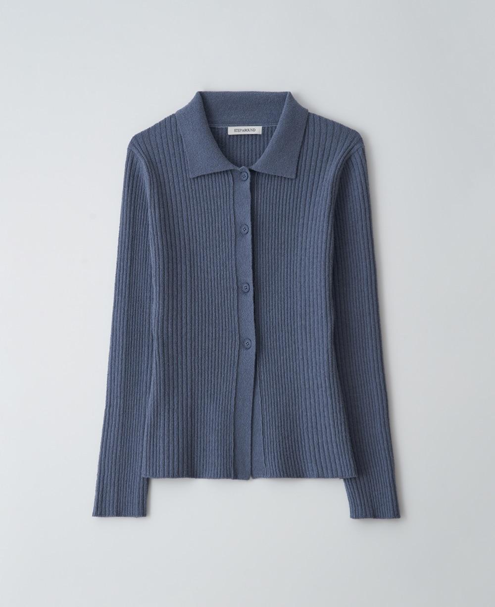 Multi rib slim fit collar cardigans [D/BLUE]