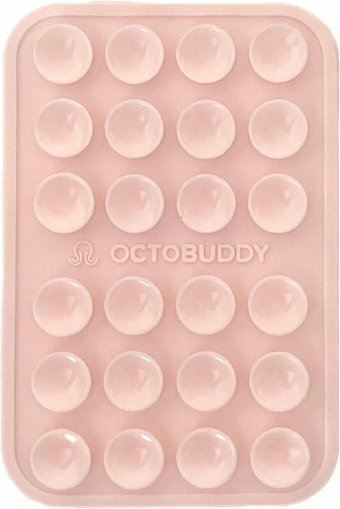 OCTOBUDDY || Silicone Suction Phone Case Adhesive Mount || Compatible with iPhone and Android, Anti-Slip Hands-Free Mobile Accessory Holder for Selfies and Videos (Chalk Pink)