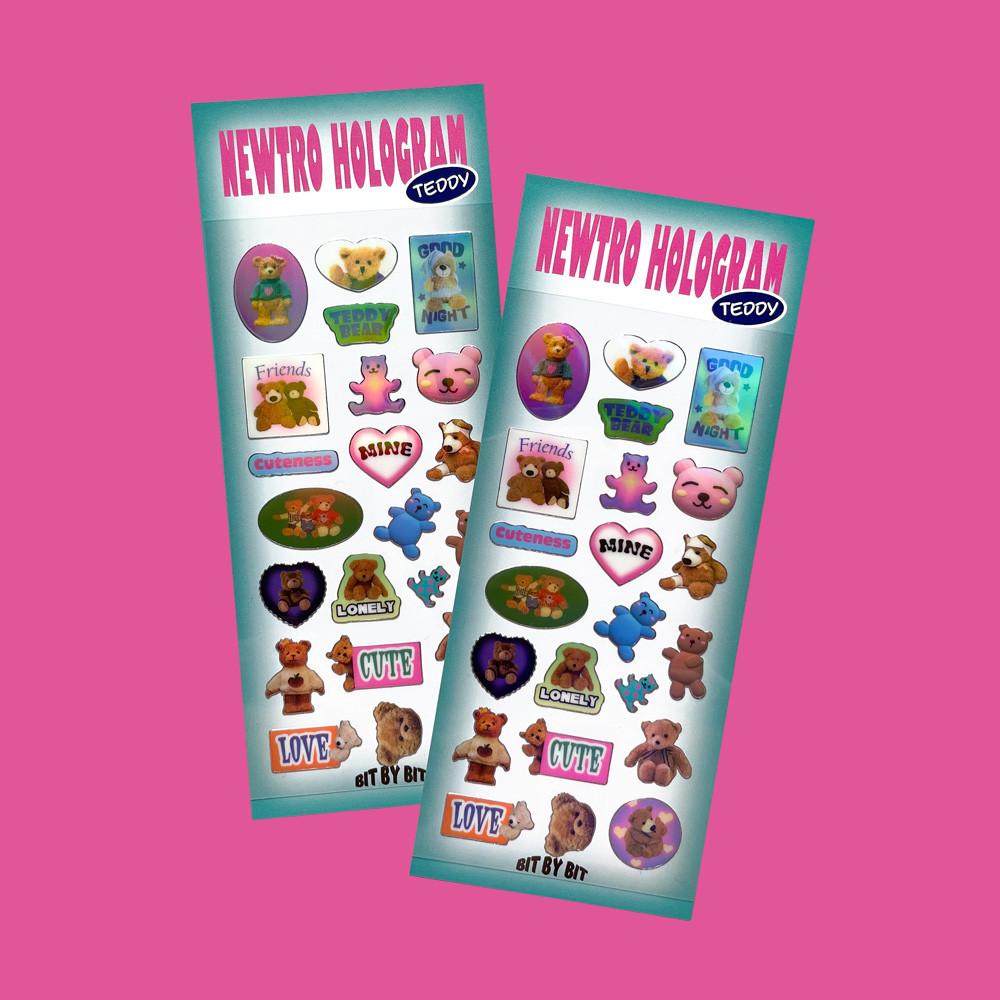 [빗바이빗]Newtro Hologram Sticker_Teddy