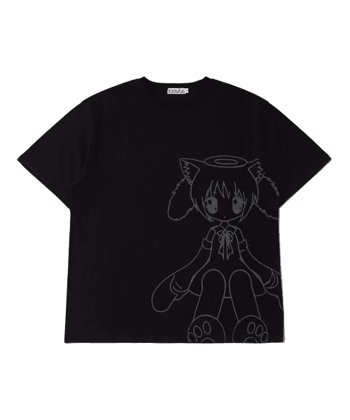CAT GIRL T SHIRT - BLACK