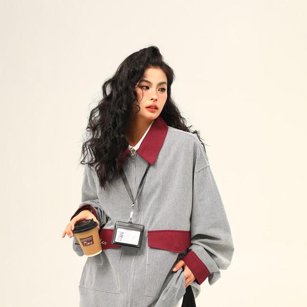 lapel contrast color vintage retro jacket