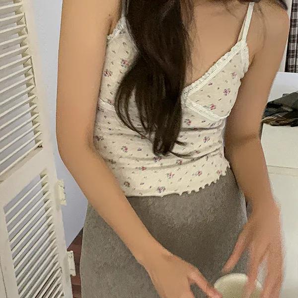 [차콜,크림소량당일/레이어드추천!/인기폭주] 세이지 플라워 레이스 나시