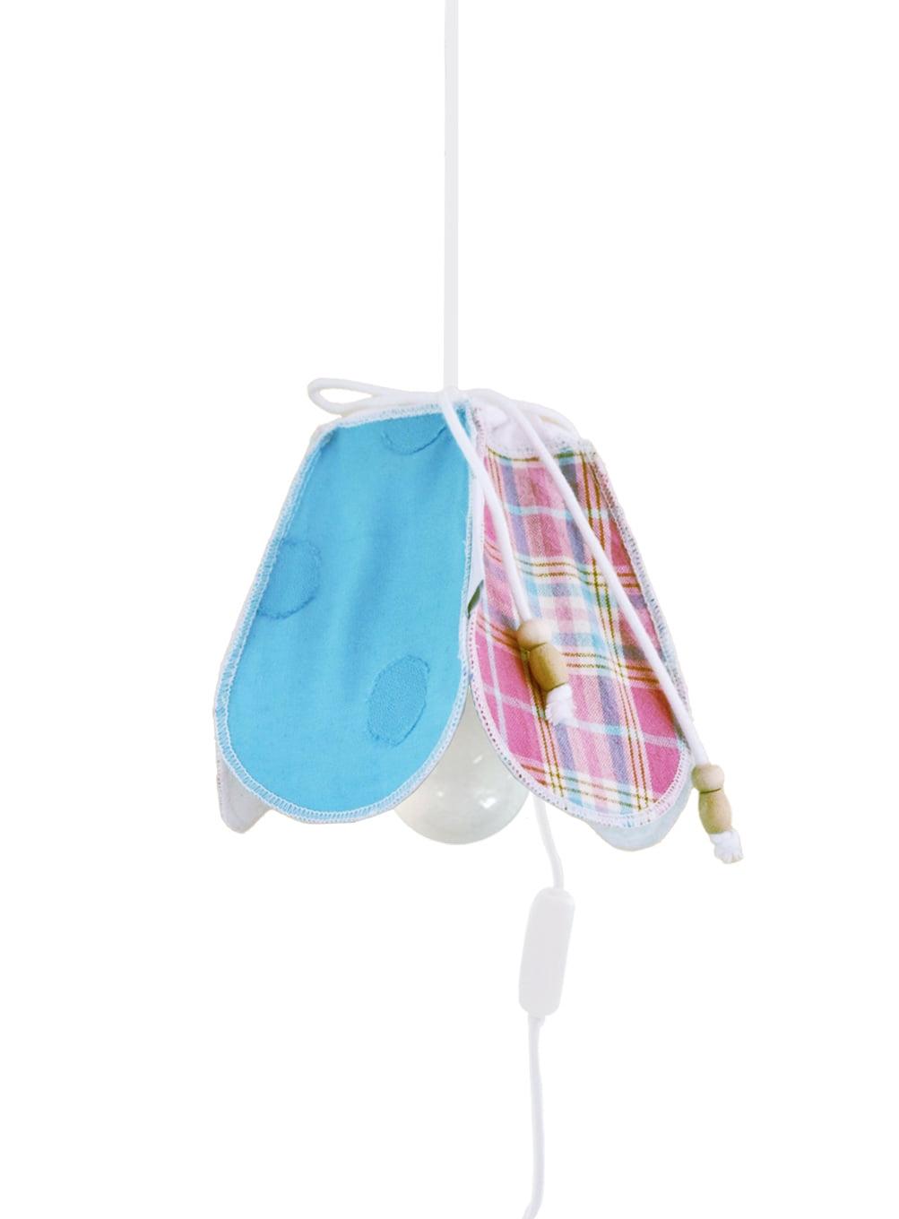 blue check flower patchwork hanging lamp