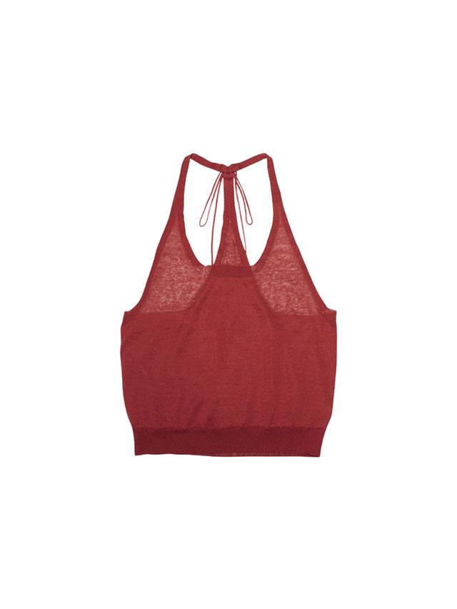 Tie-back Knit Vest, cherry