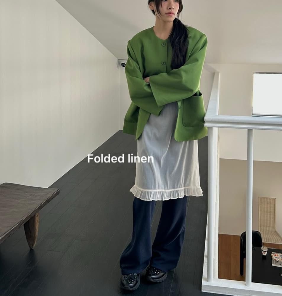 Basket 바스켓 포니 스커트 밴딩 시어 프릴 러플 레이어드 미디 스커트