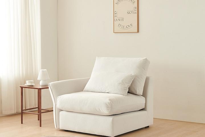 [전국무료배송] 하늘 구스 워셔블 풀커버 아쿠아텍스 패브릭 모듈형 1인용 소파 코너형