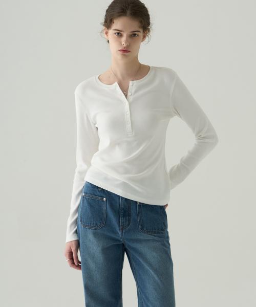 웨일 헨리넥 롱 슬리브 티셔츠 [WHITE]