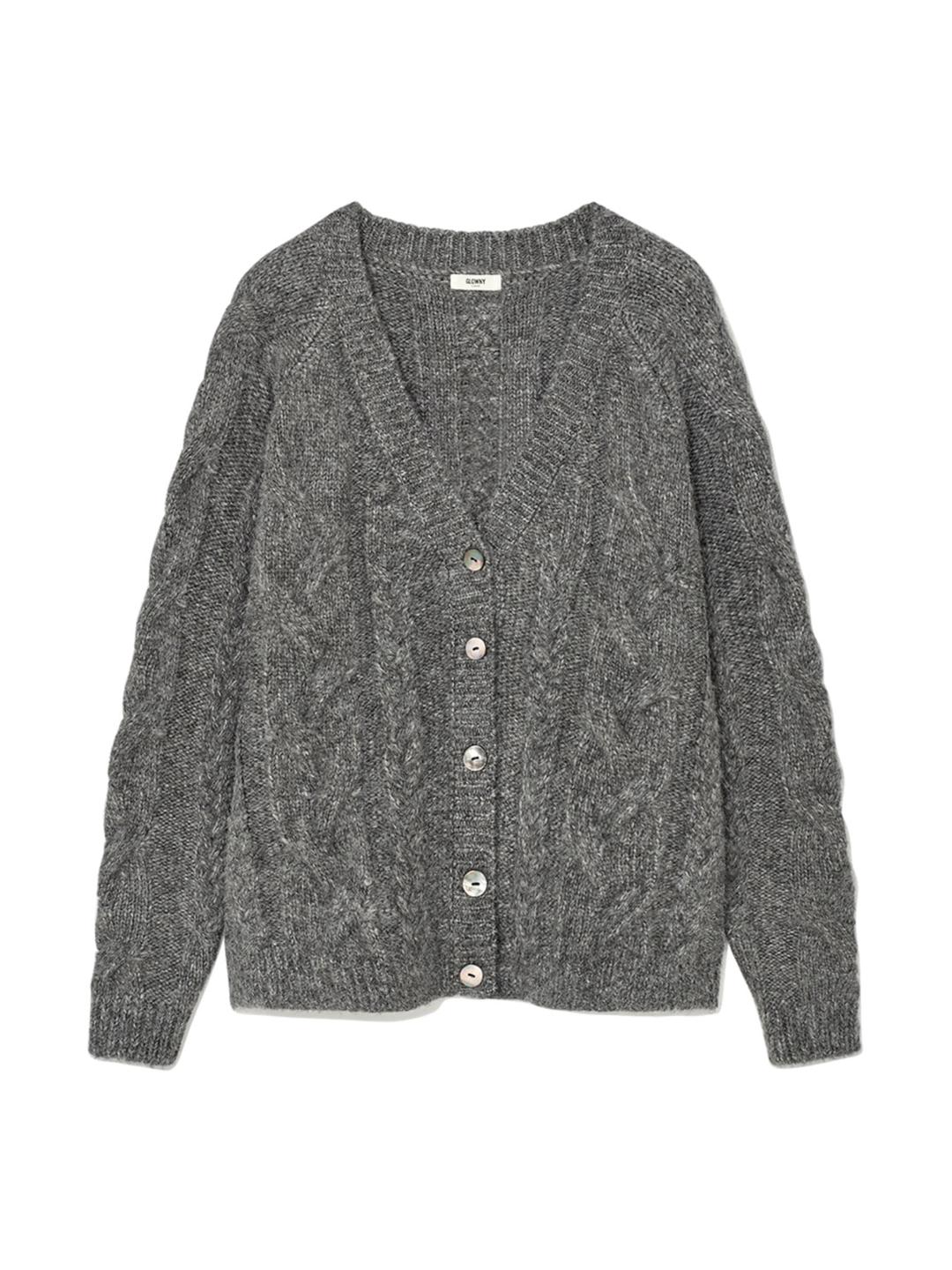G CABLE CARDIGAN (CHARCOAL)