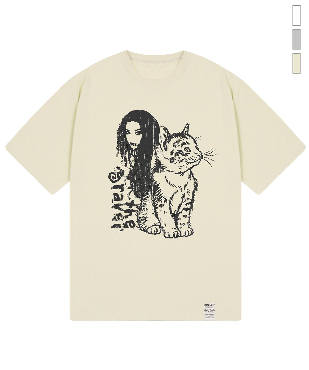[UNISEX]CAT GIRL 반팔티_3color
