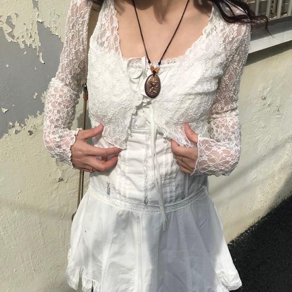 산리 크롭 레이스 가디건 ( sanri crop lace cardigan )