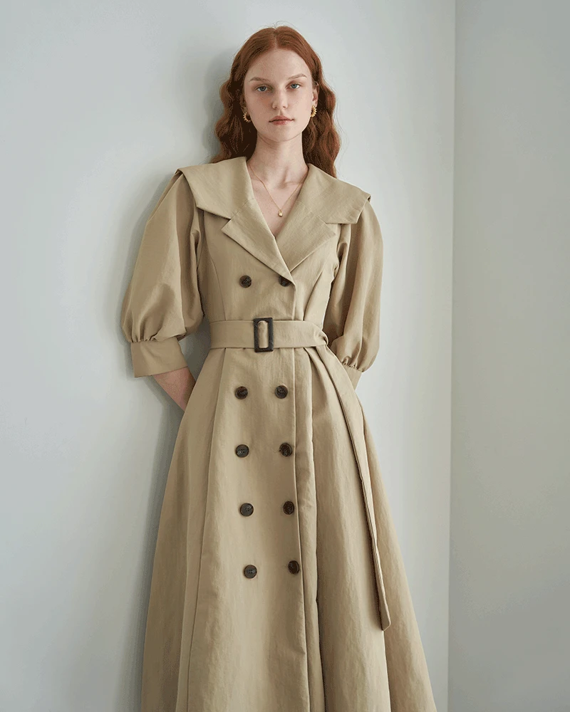 ['박경림\'님착용] 빅카라 트렌치코트벨트 바바리원피스 LL10OP107H