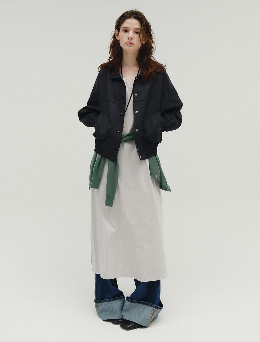 TWO TONE COTTON JUMPER [NAVY]