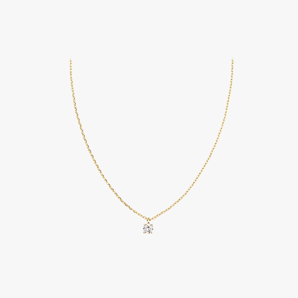 14KGP 심플 클리어 큐빅 목걸이