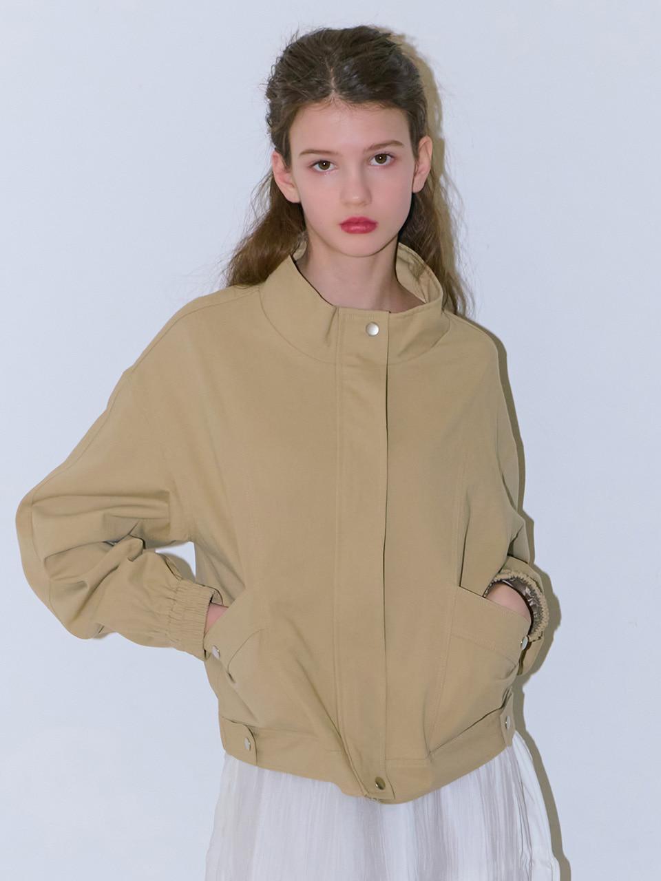 COTTON BOMBER JACKET BEIGE