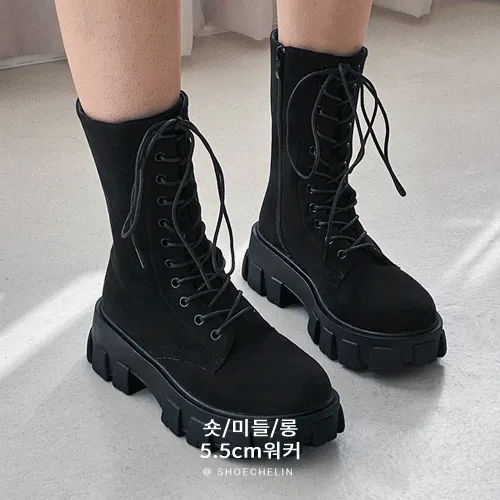 5.5cm Air 레이스업 숏 & 롱워커 부츠 (Long / Middle / short)