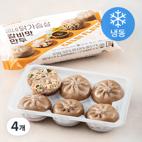 굽네 닭가슴살 갈비맛 만두 6개입 (냉동), 180g, 4개 - 간편조리 | 쿠팡