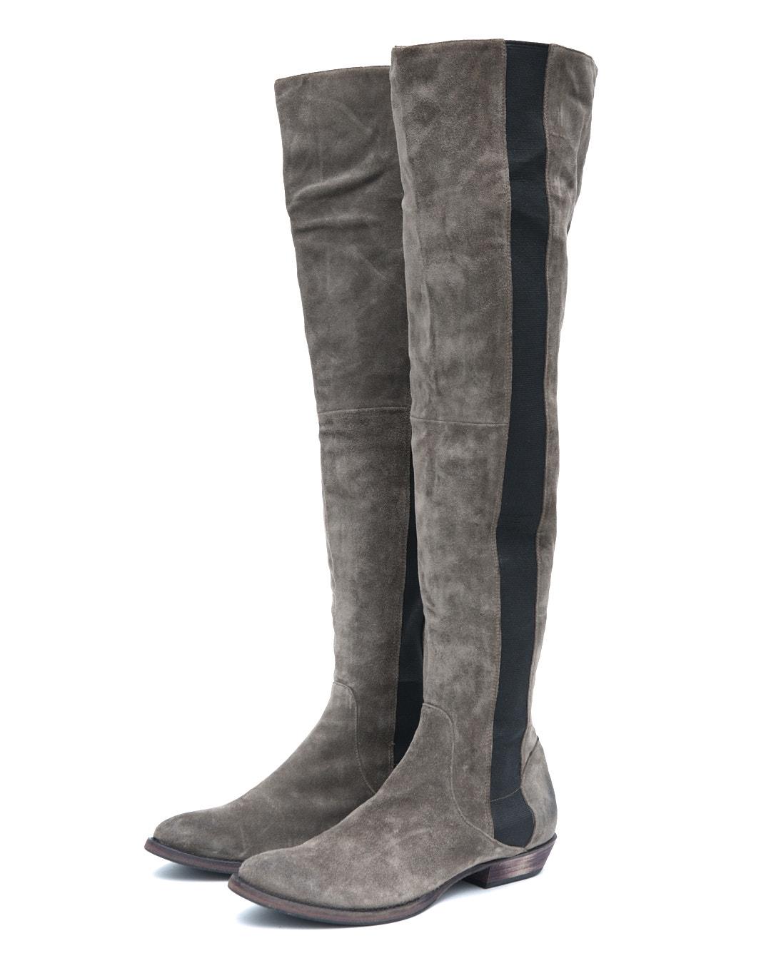 ARMY GREEN KNEE-HIGH SUEDE BOOTS - Anemonia